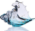 Hand Blown Glass Conch Statue, Gray Glass Art Figurine, Conch Shell Coastal Home Decor, Living Room TV Stand and Bookcase Decor, Bathroom Shelf top and Cabinet Decor. by DOVDOVHomeDecoration