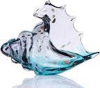 Hand Blown Glass Conch Statue, Gray Glass Art Figurine, Conch Shell Coastal Home Decor, Living Room TV Stand and Bookcase Decor, Bathroom Shelf top and Cabinet Decor. by DOVDOVHomeDecoration
