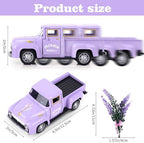 Lavender Metal Truck with Lavender Bouquet Farmhouse Vintage Mini Metal Truck Pickup Farm Tiered Tray Decor for Farmhouse Country Home Elegant Purple Pickup Table Decorations - Image 2