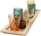 Creative Co-Op Round Glass Votive Holders on Wood Tray, Multicolor, Set of 9 - Image 7