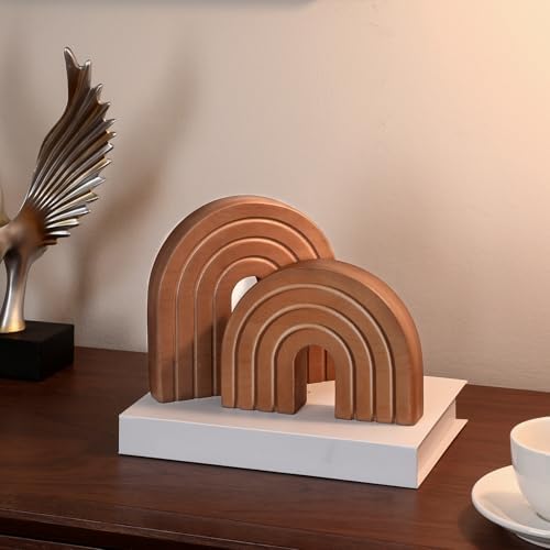 DoubleFill Set of 2 Wooden Rainbow Arch Boho Shelf Decor for Table - Image 3