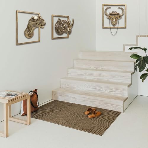 JJALIGHTS Exquisite Resin Animal Head Wall Dragon Sculpture (Gift Metal Frame) - Imitation Copper Vintage Decor for Living Room, Bedroom & Office | Decorative Wall Hanging Art (Dinosaur) - Image 6