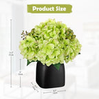 Briful Artificial Green Hydrangea Arrangement, Matte Black Vase Centerpiece - Image 5