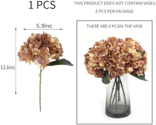 Kimura's Cabin 6Pcs Hydrangea Artificial Flowers Fall Flower,Autumn Yellow - Image 2