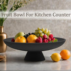 LIN CHUAN Large Decorative Bowl, Resin Pedestal Fruit Bowl, Matte Black - Image 2