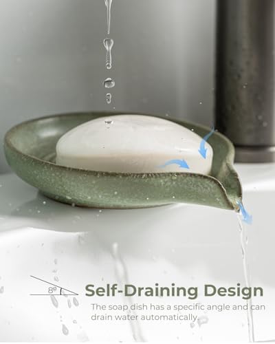 Zoeeker Soap Dish, Ceramic Soap Holder with Waterfall Design for Shower - Image 4
