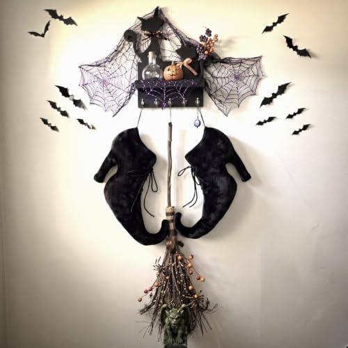 Suhine 12 Inch Large Vintage Halloween Witch Shoes Wall Hanging Decoration - Image 4