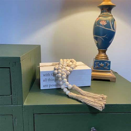 Decorative Books for Home Decor, White Faux Books for Decoration, Rustic Farmhouse Stacked Display Books (with God All Things are Possible) - Image 6