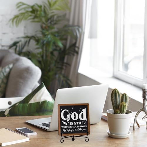 Home Decor, Farmhouse Shelf Decor For Living Room, Boho Aesthetic Table Decorations, Christian Gifts For Women Men, Entryway Tv Stand Fireplace Mantle Coffee Table Decoration (story-02) - Image 5