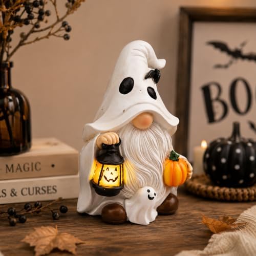 Lighted Halloween Gnome Decor Resin Ghost Figurine Gifts - Image 5