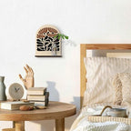 Boho Abstract Floral Wall Shelf, Abstract Minimalist Flower Wooden Hanging Floating Shelves, Neutral Modern Floral Hanging Shelf Wall Decor for Living Room Bedroom Bathroom - Image 6