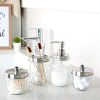 Amolliar Mason Jar Bathroom Accessories Set(4 Pack) - Lotion Soap Dispenser&Qtip Holder Set&Toothbrush Holder-Rustic Farmhouse Decor Apothecary Jar Bathroom Countertop,Vanity Organize (Brushed Nickel) - Image 6