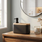 RQYIXI 2-in-1 Ceramic Soap Dispenser with Sponge Holder,Black,17 Oz - Image 6
