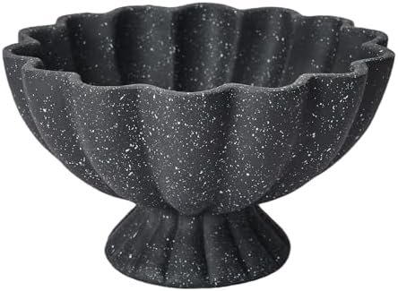 Pedestal Decorative Bowl, 8" Footed Ruffle Fruit Bowl for Home Decor by KEWOOL