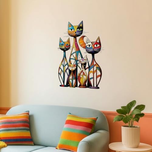 Wesiti Metal Cat Wall Art Decor Signs Colorful Mid Century 10.6x15.7 - Image 6