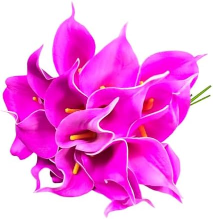 12 PCS Calla Lily Fake Flower Real Touch Wedding Home Kitchen Garden Office Party Decoration (Dark Pink) by Wuudi