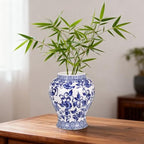 Small Chinoiserie Ginger Jar, 7.87 Inch Ceramic Blue and White Ginger Jar with Lid, Porcelain Ginger Jars Vase for Home, Living Room, Coffee Table, Shelf Decor (Blue&White) - Image 6