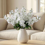 Fake Flowers 23.6” Delphinium Artificial Flowers 8Pcs Silk Flowers with Stems Long Stem Artificial Flowers for Tall Vase Faux Flowers for Indoor Home Decoration Wedding Decoration Centerpiece White by ENALGRE