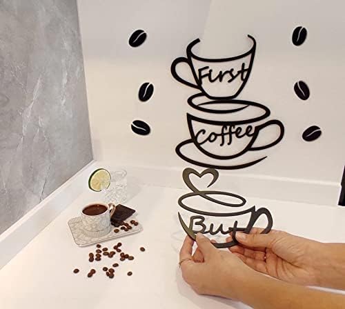 4eN But First Coffee Wall Sign – Modern MDF Wooden Wall Decor for Kitchen & Coffee Bar – Stylish Cafe & Coffee Corner Decoration-11 Pieces - Image 3