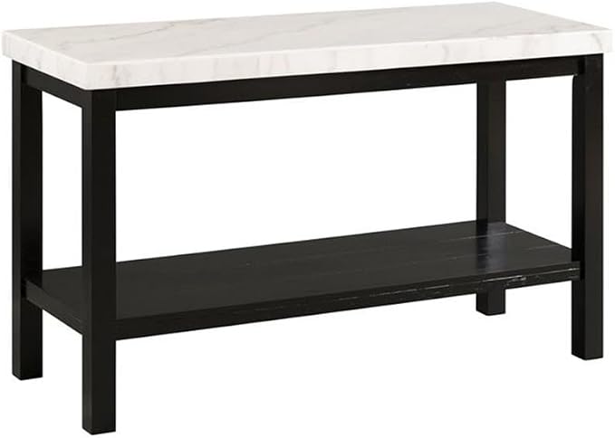 Picket House Furnishings Evie Wood Frame & Marble Top Console Table-White/Black by Picket+House