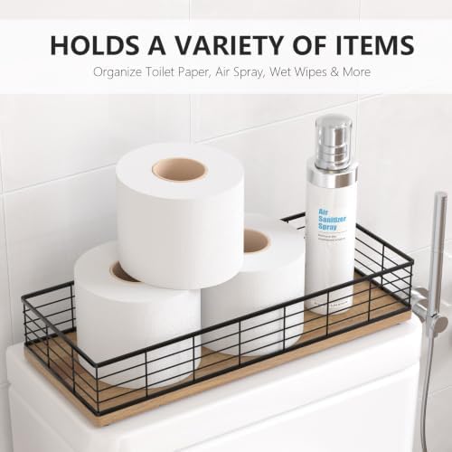 Toilet Paper Storage Basket, 16" Large Acacia Wood Toilet Paper Basket - Image 2
