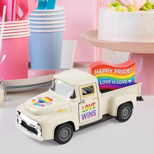 Pride Rainbow Truck Decor, LGBTQ Pride Month Decorations, Tiered Tray Decor, Love is Love Tabletop Centerpiece, Rustic Farmhouse Rainbow Home Kitchen Party Decor - Image 2