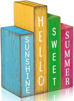 Lineshading 4 Pcs Summer Table Decoration Wooden Book Hawaii Beach Sign by Lineshading