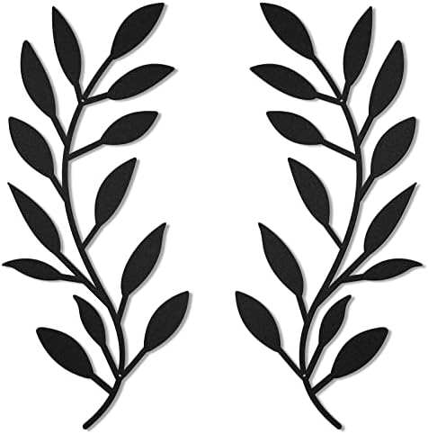 Zhengmy 2 Pcs Metal Tree Leaf Wall Art Vine Olive Branch Decor,Black by Zhengmy
