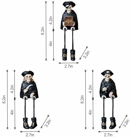 Dlfghos Halloween Skeleton Decor Set of 3 Pirate Skeleton Figurines Halloween Indoor Decorations Statue Skull Figurine Home Decor for Coffee Table Desk Bookshelf Mantel Gifts - Image 5