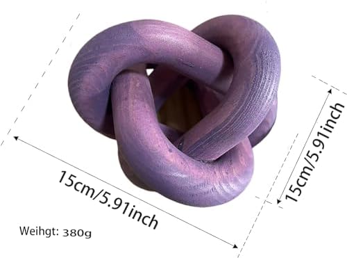 Wood Knot Chain Link Decor - 3 Link Boho Wooden Hand Carved Decorative Wooden Links Knots for Coffee Table Entryway Modern Farmhouse Shelf Decoration (Purple) - Image 5