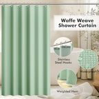 Green Bathroom Accessories Set - 20PCS Glass Bathroom Set with Shower Curtain and Rugs, Soap Dispenser, Soap Dish, Cup, Qtip Jar, Toothbrush Holder, Stylish & Functional Bath Decor for Home, Apartment - Image 3