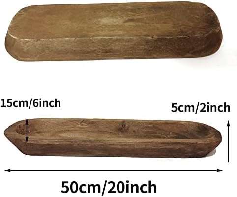 Wooden Dough Bowl Decor, Vintage Wooden Bowl Hand Carved Home Decor for Dining Table Center, Living Room, Kitchen Decor. (20inch brown) - Image 2