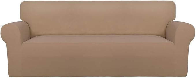 PureFit Stretch Oversized Couch Covers Fleece Sofa Slipcovers Camel | 1-Piece by PureFit