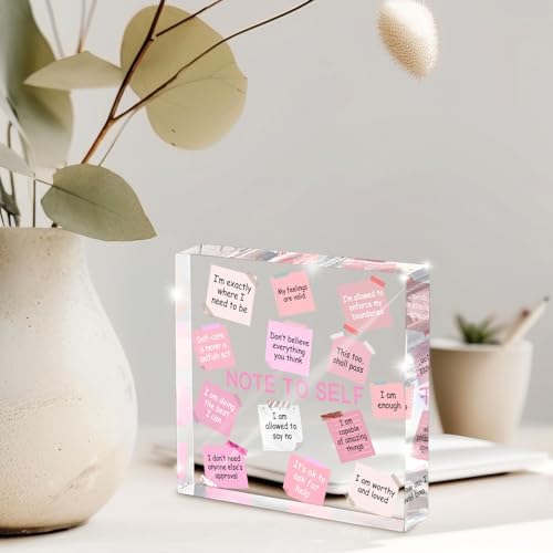 Female Desk Decor, 4x4 Inch Pink Acrylic, Motivational Quotes, Inspirational Desk Decor, Girls Dorm Must-Have, Positive Affirmation Gift for Women - Image 6