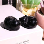 QINJIEJIE Black Obsidian Cat Decor Crystals and Healing Stones Figurine - Image 5