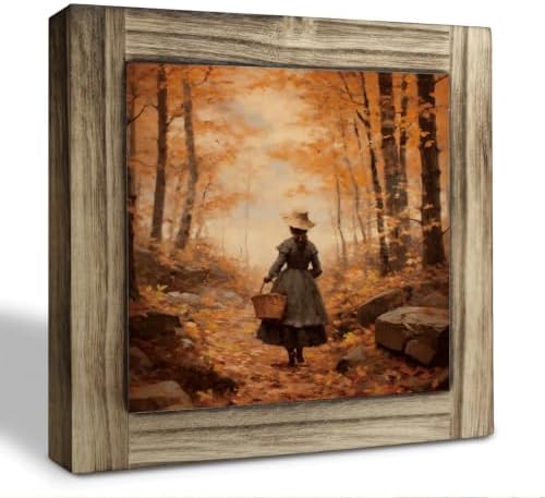 Autumn Woodland Stroll Wood Plaque Sign, Fall Farmhouse Decor Art Decor 26 by XJCUG