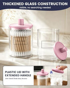 Glass Qtip Holder Dispenser - 4 Pack, Bathroom Decor and Organizer - Image 2