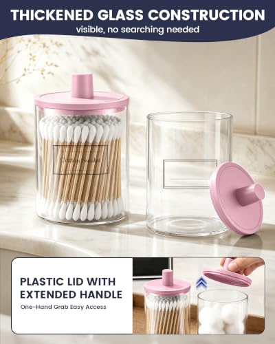 Glass Qtip Holder Dispenser - 4 Pack, Bathroom Decor and Organizer - Image 2