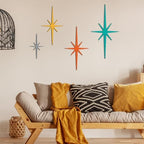 Blulu 4 Pcs Starburst Shaped Wall Decor Mid Century Modern Art,Retro - Image 4