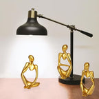 Sandstone Resin Thinker Statue Style Abstract Sculpture, Gold, 3pcs - Image 3