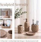 RQYIXI Ceramic Bathroom Accessories Set,Brown,4 Piece,Artisan Design - Image 3