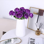 10pcs Purple Flowers Artificial Purple Rose with Stem Realistic Silk Flower - Image 5