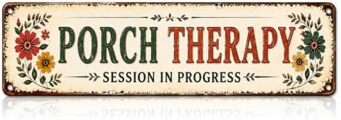 Porch Therapy Session in Progress Metal Sign, 16” x 4”, Vintage Rustic Front Porch Decor, Farmhouse Outdoor Metal Wall Sign for Porch, Patio, Entryway & Porch Decorations by Unknown