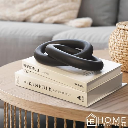 13" Black Wood Chain Link Decor, Decorative Knot Coffee Table Accent - Image 5
