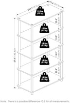 Furinno TURN-N-TUBE Storage Shelves, 5-Tier Book Shelf, Corner Shelf, Toolless Open Shelves, for Organization and Storage, Living Room, Garage, Home Office, Americano - Image 2