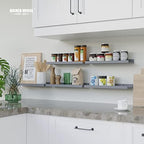 RICHER HOUSE 5-Set Floating Shelves with Lip, Grey Wall Mounted Wood Shelf - Image 5