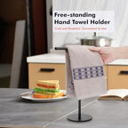 Exilon Black Hand Towel Holder Stand for Bathroom Vanity Countertop Stainless Steel T-Shape Freestanding Towel Rack Stand Towel Bar for Bathroom Kitchen (Black Matte) - Image 2