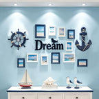 2 Pack 11" Nautical Beach Wooden Ship Wheel and 13" Wooden Anchor with Rope Nautical Boat Steering Wheel Rudder Anchor Wall Art Decor Door Hanging Ornament Beach Theme Home Decoration(Blue) - Image 5