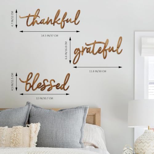 3 Pieces Thankful Grateful Blessed Letter Sign Metal Wall Decor - Image 5