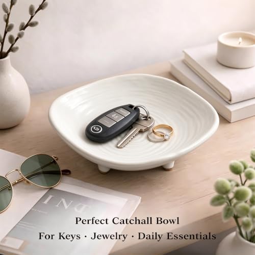 Decorative Bowl 8.3", Ceramic Key Bowl for Entryway Table - Image 2